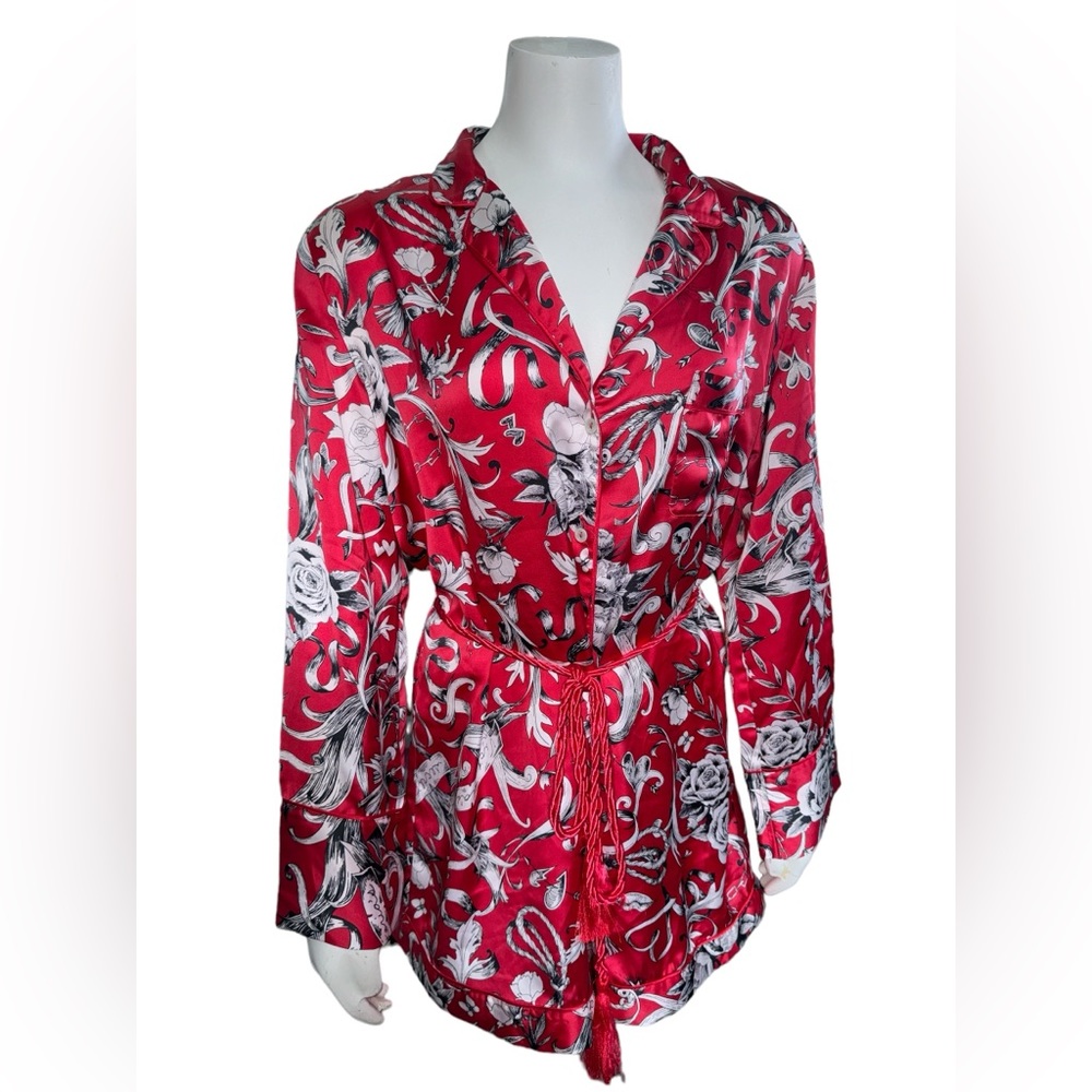 Victoria’s Secret Red Floral Cupid Sleep Romper Sz M